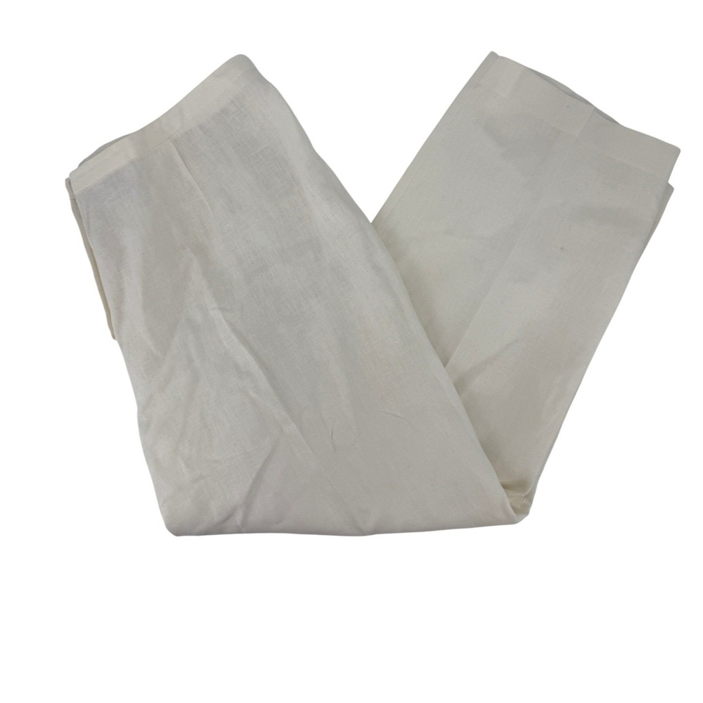 Maggie McNaughton 80's 100% Linen Pants Cream Straight Leg Plus Size 22W Coastal